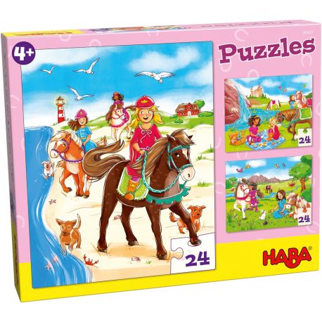Set van 3 puzzels Paardenvriendinnen Set van 3 puzzels Paardenvriendinnen