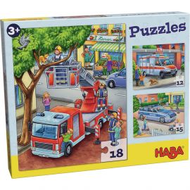 Set van 3 puzzels Politie, brandweer & hulpverlening