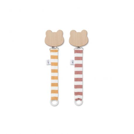Knappe set van 2 Sia fopspeenkettingen - Y/D Stripe Mustard/Creme de la creme Knappe set van 2 Sia fopspeenkettingen - Y/D Stripe Mustard/Creme de la creme