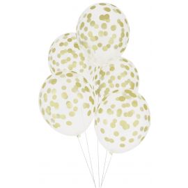 5 geprinte ballonnen confetti - goud