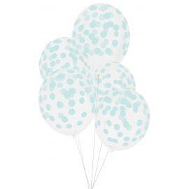 5 geprinte ballonnen confetti - aqua