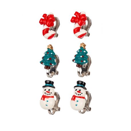 Feestelijke clipoorbellen: sneeuwpop, snoep, kerstboom Feestelijke clipoorbellen: sneeuwpop, snoep, kerstboom