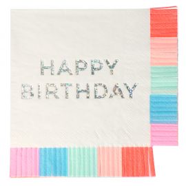 Kleine servetten met franjes - Happy Birthday
