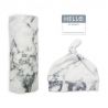 Hello World inbakerdoek & mutsje - Marble