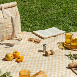 Wondermooi Sunshine waterproof picknickdeken - Melon vichy