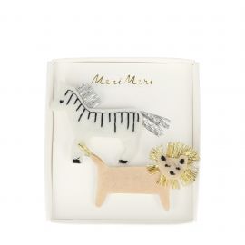 Vilten haarclips - Zebra en leeuw