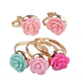 Set van 3 ringen en oorbellen - Boutique Rose