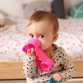 Siliconen speelset 1 Car + 1 Kid - Pink - Neon