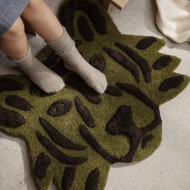 Handgetuft tapijt Tijgerkop - Groen
