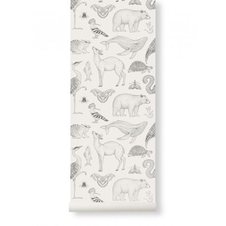 Katie Scott behangpapier - Animals - Off-White