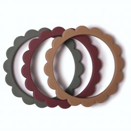 Set van 3 bijtringen - Flower bracelet - Dried thyme + Natural + Berry
