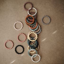 Set van 3 bijtringen - Flower bracelet - Steel + Dove gray + Stone