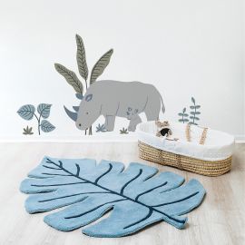 Katoenen tapijt - Monstera - Blue leaf