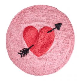 Katoenen rond tapijt - Heart Pink