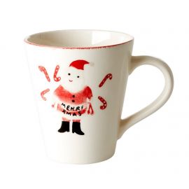 Keramische Mok - Wit - Santa And Candy Cane Print
