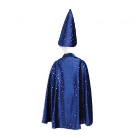 Glitter tovenaarscape & hoed - Blauw