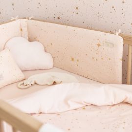 Nest bed bumper - Gold stella & Dream pink