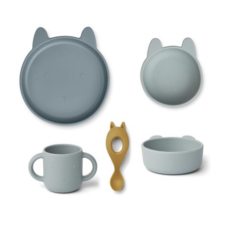 Vivi siliconen eetset - Rabbit & blue multi mix