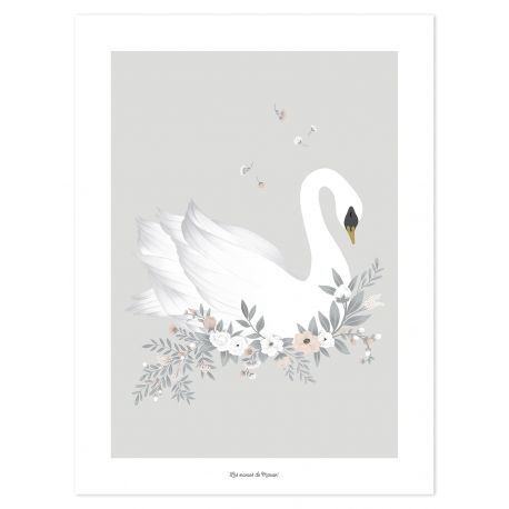 Poster - Swan - Grey Background