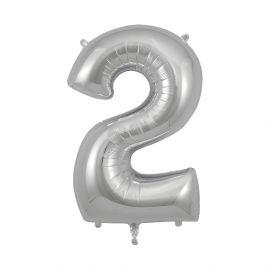 Folieballon cijfer - silver 2