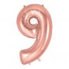 Folieballon cijfer - rose gold 9