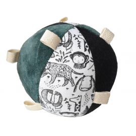 Baby speelbal met labels en belletje - Wild