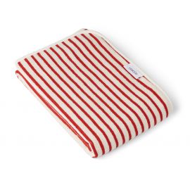 Hansen strandlaken - Y & D stripe: Apple red & Creme de la creme