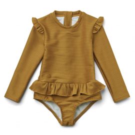 Sille zwem jumpsuit structure - Golden caramel