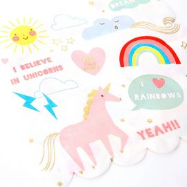 Set van 16 servetten 'rainbow & unicorns'