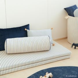 Java kussen - 50 x Ø 18 cm - Blue Thin Stripes & Natural
