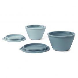 Dale set met opvouwbare kommen - Sea blue & whale blue mix