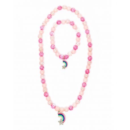 Pink Rainbow Halsketting & Armband Set