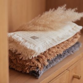 Muslin fringe deken - Storm grey - 75 x 100 cm
