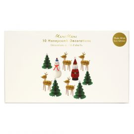 Set van 10 decoraties - Honeycomb Christmas Characters