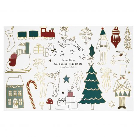 Set van 8 placemats om in te kleuren - Christmas