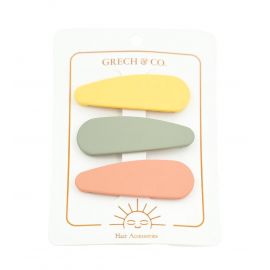Set van 3 matte haarclips - Mellow Yellow & Fog & Coral Rouge