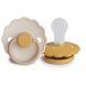 Set van 2 FRIGG Daisy Bloom siliconen tutjes - Chamomile & Honey gold