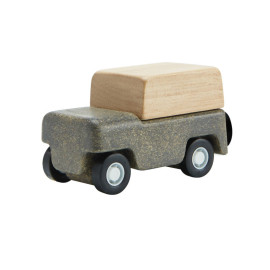 Plan Toys - Grijze houten auto - PlanWorld
