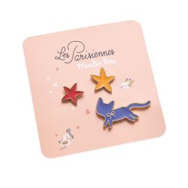 Set van 3 gelakte pins Kat - Les Parisiennes