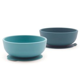 2 silicone bowls met zuignap - Blue abyss / Lagoon