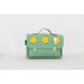KLEINE LEREN SCHOOLTAS FLOWERS - PASTEL GREEN - Own stuff