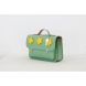KLEINE LEREN SCHOOLTAS FLOWERS - PASTEL GREEN - Own stuff