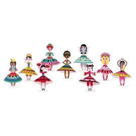 Set met 9 popjes "wereldprinsessen" - vanaf 6 maand