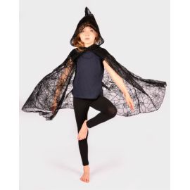 Den Goda Fen-Black SpiderWeb Cape 98-128 3-8 jaar oud