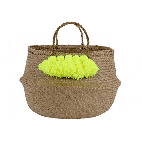 mand met neon gele kwasten mand met neon gele kwasten