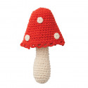 crochet paddenstoel rammelaar uit bio-katoen