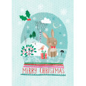 Unieke postkaart - Merry x-mas snow bunny