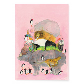 A2 poster Marije Tolman 'springende pinguïns'