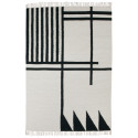 handgemaakt Kelim tapijt 'black lines' (140x200)