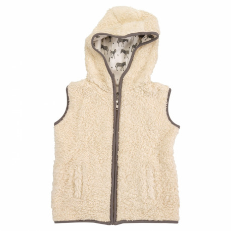 omkeerbare mouwloze vest met teddy en zebra-print omkeerbare mouwloze vest met teddy en zebra-print